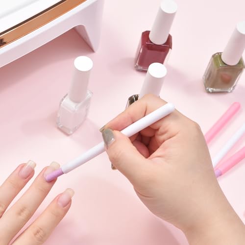 Siyuwuro 10Pcs Pumice Stone Nail File and Cuticle Pusher Pen, White