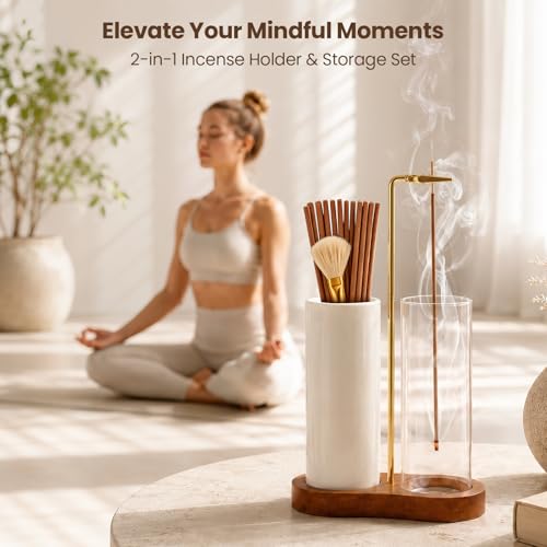 2-in-1 Incense Holder & Storage Jar with Ash Catcher - Ideal for Meditation & Home Decor