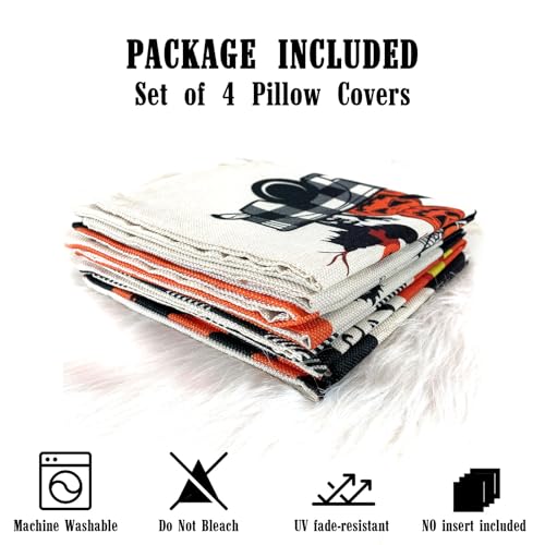 CREATRILL Halloween Throw Pillow Covers 18x18, Set of 4 Farmhouse Decor