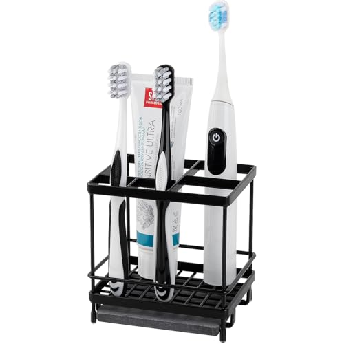 Heagoale Electric Toothbrush Holder, Black Carbon Steel Organizer