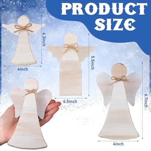 Christmas Angel Wooden Centerpiece Set - Rustic Farmhouse Holiday Decor - 6 Pieces, Variation: Angel