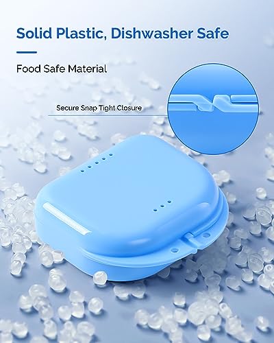 JMU 4-Pack Retainer Case with Vent Holes and Snap Lock - Travel Mouth Guard & Denture Storage Box