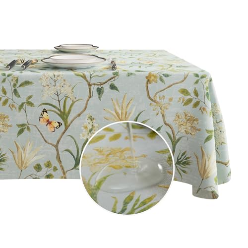 HOMOHEINI Waterproof Vinyl Tablecloth, 52" x 70" Rectangular Leaves Pattern