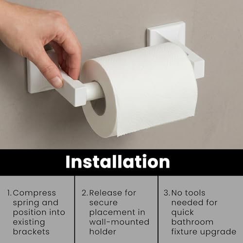 Adjustable Plastic Toilet Paper Holder Spring Rod 3.75-6.5 Inches White