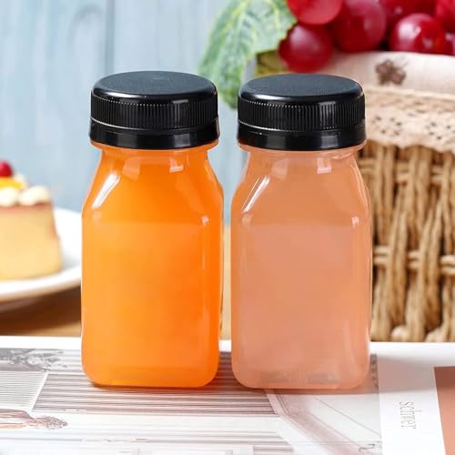 Delphinus 12 Pack 4oz Reusable Transparent Plastic Juice Bottles