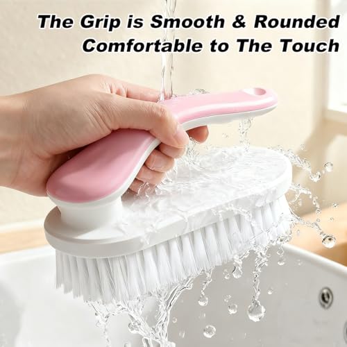 2-Pack Ergonomic Shoe Cleaning Brushes - Pink Set for Stains
