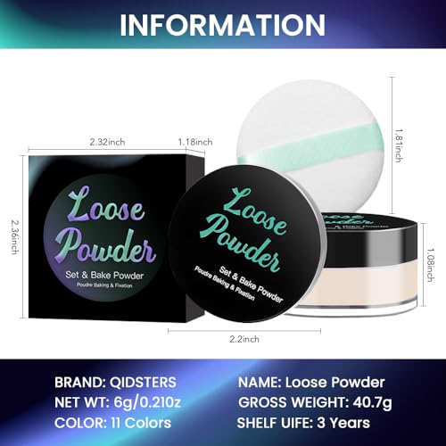 QIDSTERS Translucent Loose Setting Powder With Built-In Puff 0.21 oz