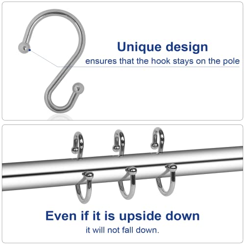 Gidse Rust-Proof S-Shaped Shower Curtain Hooks - Chrome, Set of 12
