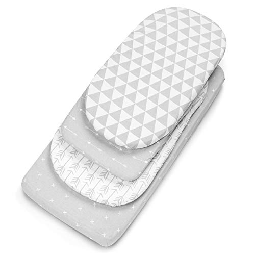 BaeBae Goods Bassinet Fitted Sheets - 4 Pack Soft Jersey Knit Bedding