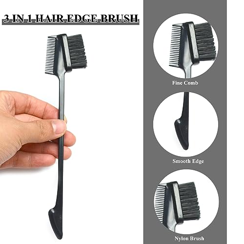 Luwigs Double-Sided Edge Control Hair Brush and Comb Set - 2 Pack