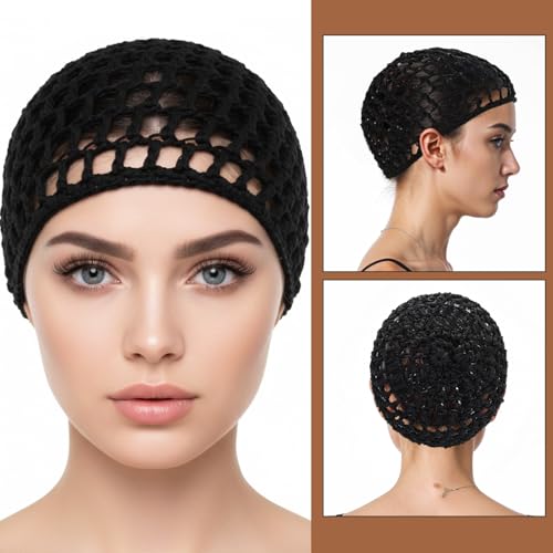 Sibba 2-Pack Stretchy Mesh Hair Wrap Caps for Curly Hair