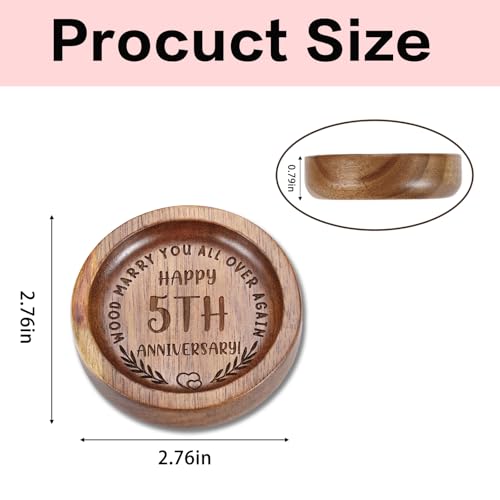 5th Anniversary Wooden Ring Dish - Engraved Wood Gift for Couple