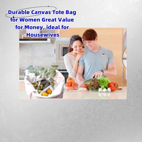 Spacious White Canvas Tote Bag - Lightweight Reusable 2 Pack
