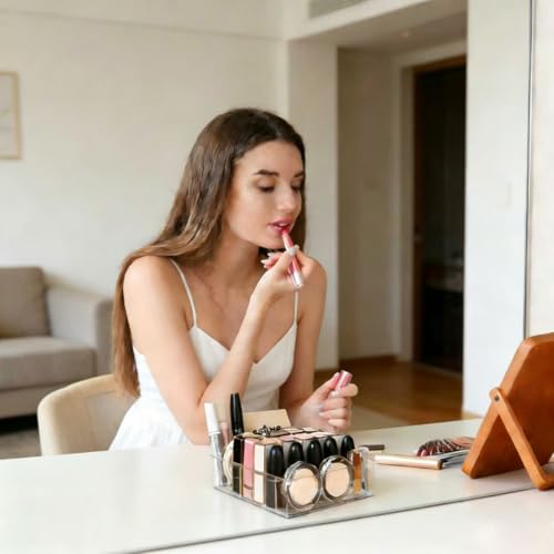 Acrylic Makeup Organizer with 7 Slots for Vanity & Drawer Storage