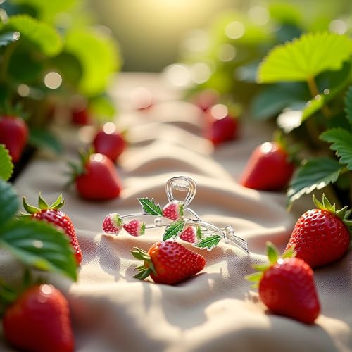 Red Strawberry Metal Hair Claw Clip Non-Slip Strong Hold