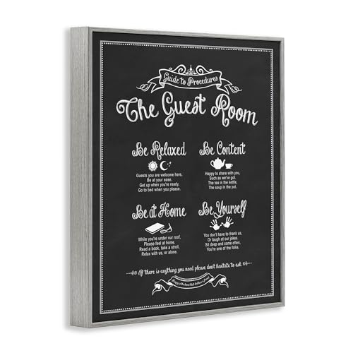 Stupell Industries The Guest Room Guide Grey Framed Wall Art, 11x14, Design by Artist Lettered and Lined