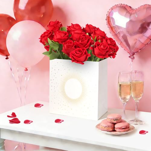 12PCS Red Silk Roses Bouquet - Realistic Artificial Flowers