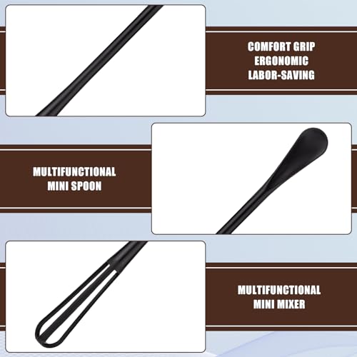 NQEUEPN 6Pcs Mini Plastic Whisks 2-in-1 Small Egg Whisk and Spatula Stirrer