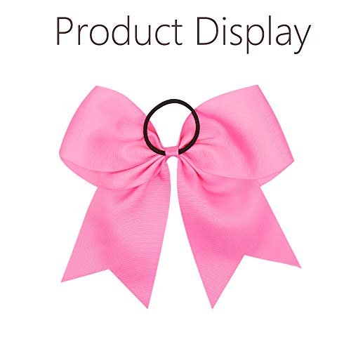 OAOLEER 8-Inch Large Pink Cheer Hair Bow with Elastic Ponytail Holder