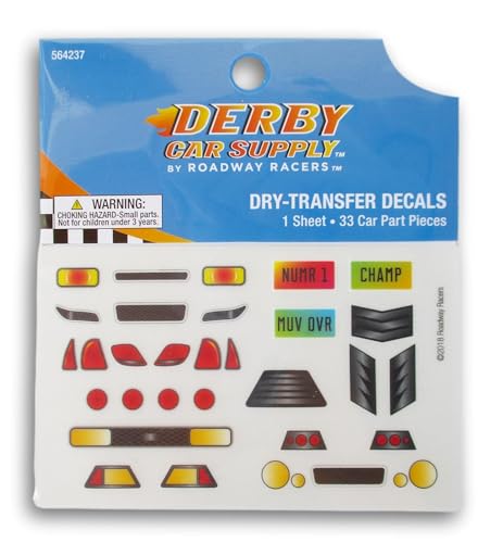 Stickabilities Derby Car Dry Transfer Decals 33 Pieces
