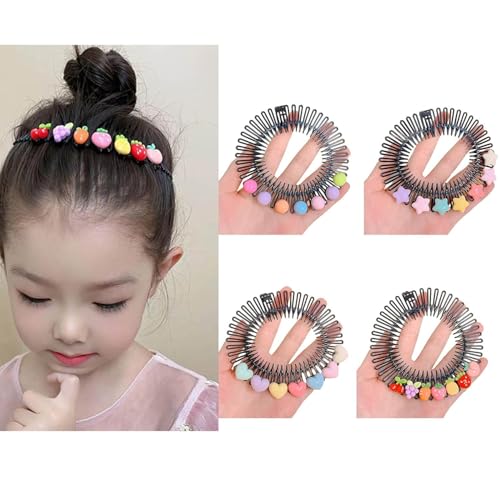 Stretchy Circular Hair Comb with Flowers Black Flexible Headband