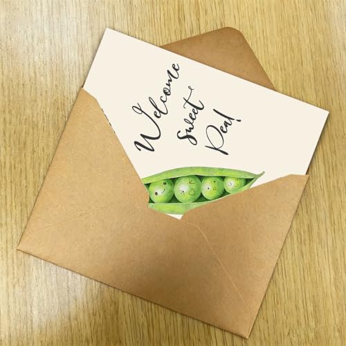 Sweet Pea Baby Card for New Parents - Blank Inside with Envelope