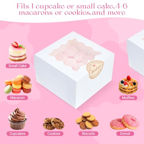 Homrelaxy 30 Pack Cookie Gift Boxes with Windows - 4x4x2.5 Inch Bakery Packaging Set