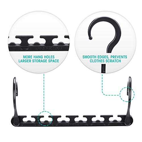 HOUSE DAY Black Space Saving Hangers Organizer - 12 Pack