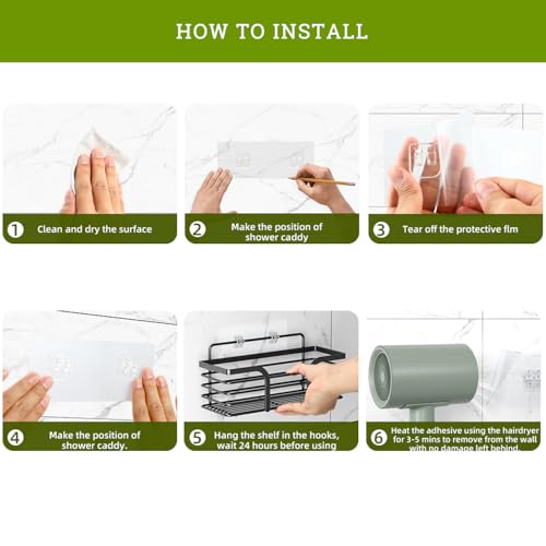 MIUTME 4-Pack Waterproof Shower Caddy Adhesive Hooks