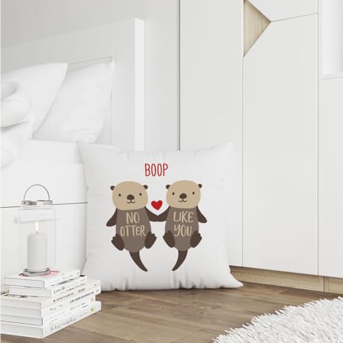Otter Throw Pillow Cover 18x18, Decorative Flannel Pillow Case for Gifts