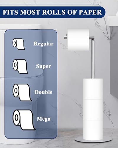 Chrome Free Standing Toilet Paper Holder Stand for 5 Rolls