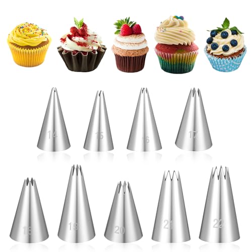 9-Piece Stainless Steel Star Piping Tips Set for Cake Decorating