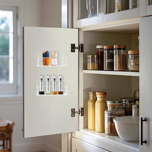 Clear Acrylic Spice Rack Wall Mount - 6 Inch, 2 Pack Organizer Shelf