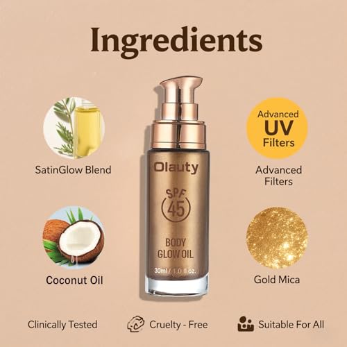 Firstfly Shimmer Body Oil SPF 45 Waterproof Glow Bronzer 02# Diamond Platinum