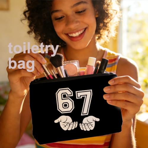 VICBOU Funny Six Seven Meme Makeup Bag Cute Novelty Cosmetic Pouch