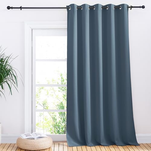 NICETOWN Thermal Blackout Sliding Door Curtain Panel - Smoky Blue, 70x95