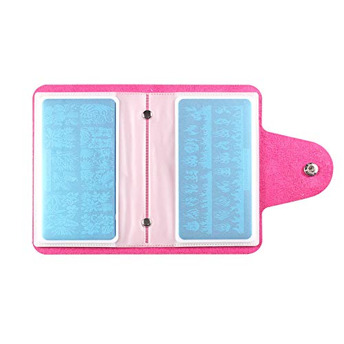 FingerAngel Nail Stamping Plate Holder Case Rose Red 20 Slots Organizer