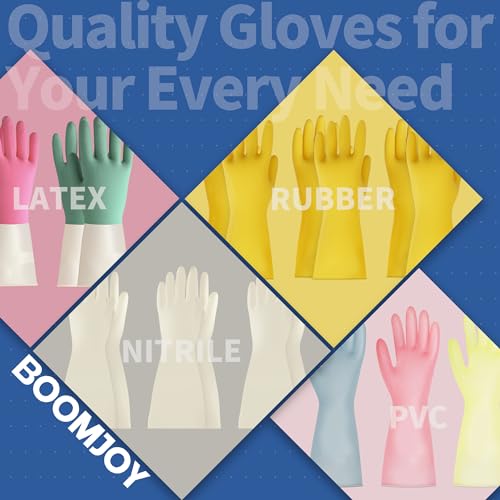 BOOMJOY Heavy Duty Dishwashing Gloves - Reusable Kitchen & Pet Care Gloves, Size M, 2 Pairs