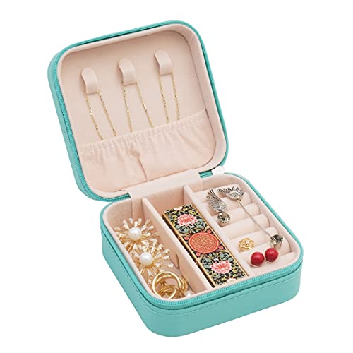 TRODANCE Mini Jewelry Travel Case - Portable Organizer for Rings, Earrings, Necklaces (Blue)