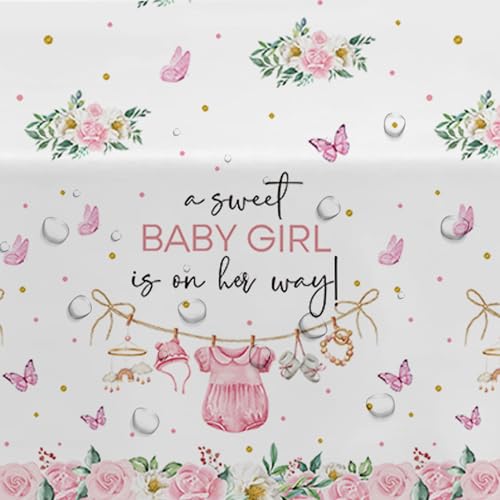 Pink Baby Shower Tablecloth Set - 3 Disposable Covers for Girls