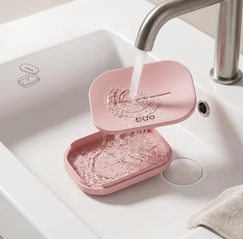 Double Layer Soap Dish with Drain - Quick Draining Design (Pink)