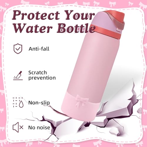 8.5CM Bow Silicone Anti-Slip Boot for Owala 32oz Water Bottle,FreeSip/Twist/Flip Stainless Steel Water Bottle, Protective Sleeve Bottom Cover Accessory