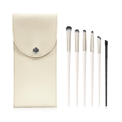 BOROLA 6-Piece Eye Makeup Brush Set with Travel Case - Synthetic Blending & Eyeliner Brushes