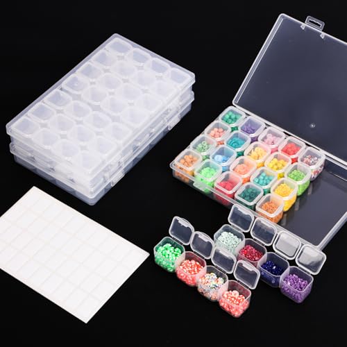 SGHUO 3-Pack Diamond Painting Storage Boxes - 28 Grid Bead Organizer