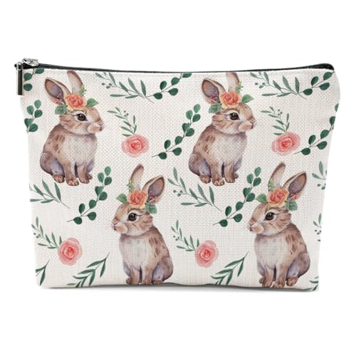 Floral Rabbit Makeup Bag Cute Bunny Travel Cosmetic Pouch