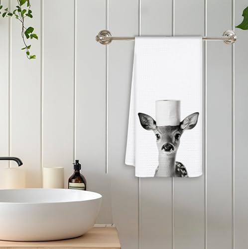 Funny Deer Hand Towels - 16x24 Inch Bathroom Decor Gift