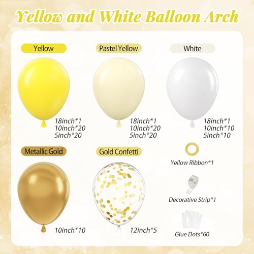 Yellow Bee Balloon Arch Kit with Gold Confetti - 41pcs Balloons