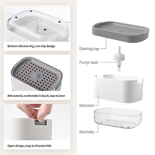 RUFCRIL 10oz Dish Soap Dispenser and Sponge Holder – Black Sink Organizer