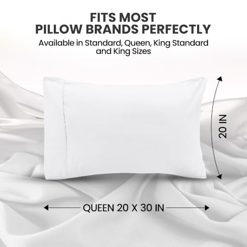 Queen Size Pillow Cases Set of 6 - Ultra Soft White Microfiber Covers