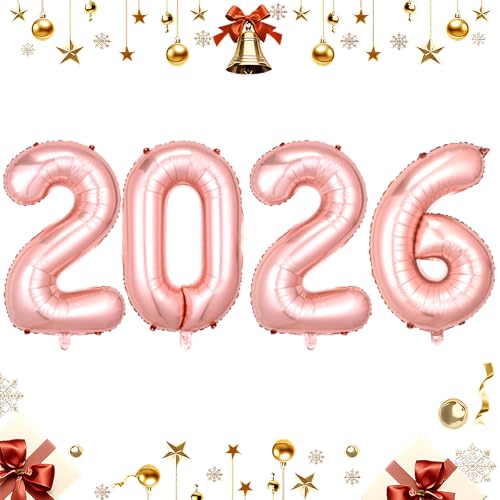 Rose Gold 2026 Number Balloons 16 Inch Foil Graduation New Year Party